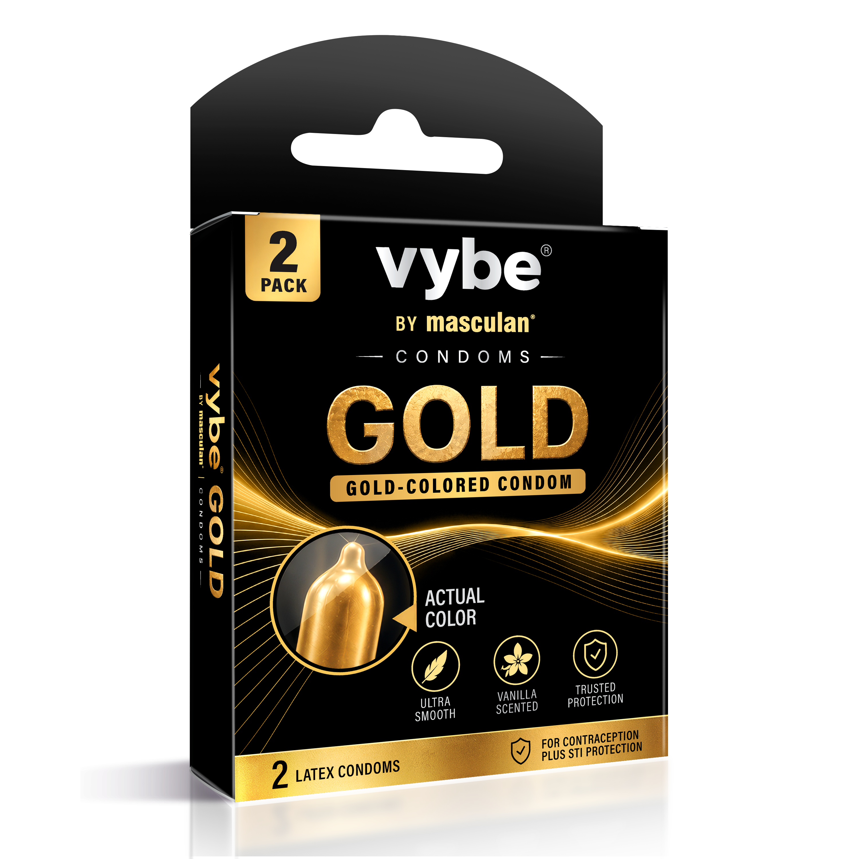 Vybe Gold 2 pack condom box